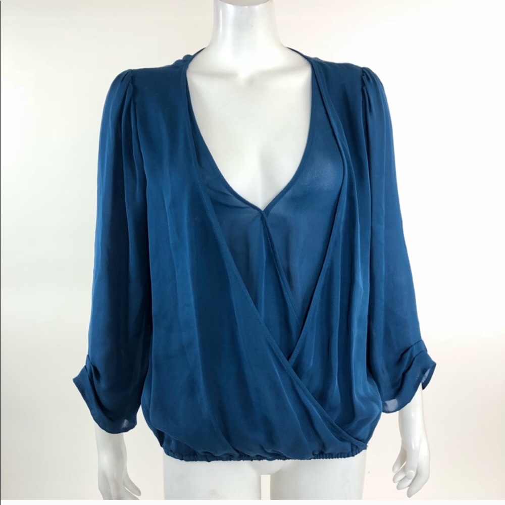 Joie silk faux wrap semi sheer blouse